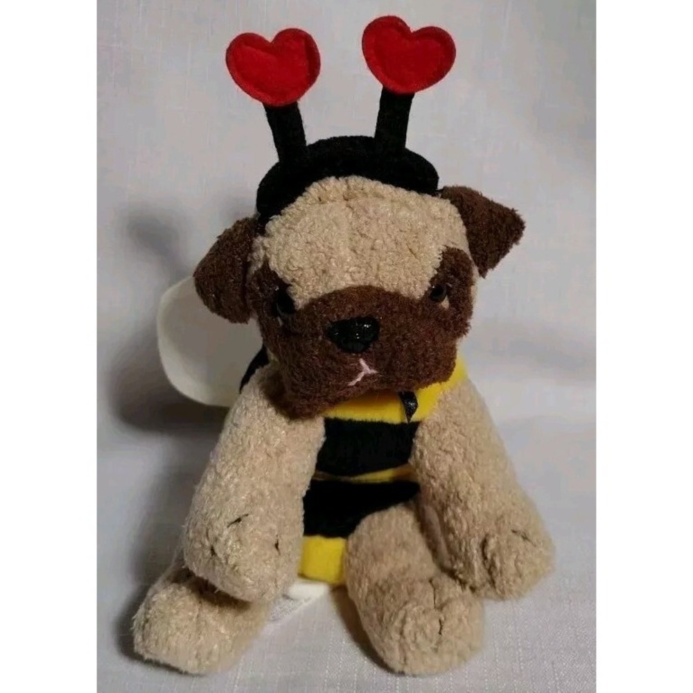 PUG Puppy Plush in a Bee Suit & Hearts by Bestever Toys Love Bug 6" Stuffed Toy